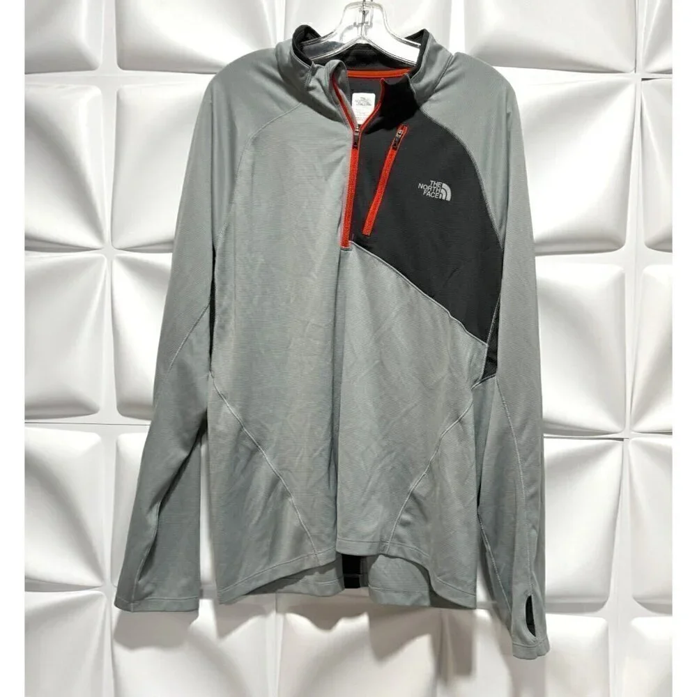 The North Face Mens Sz XL Gray 1/4 Quarter Zip Flashdry Running